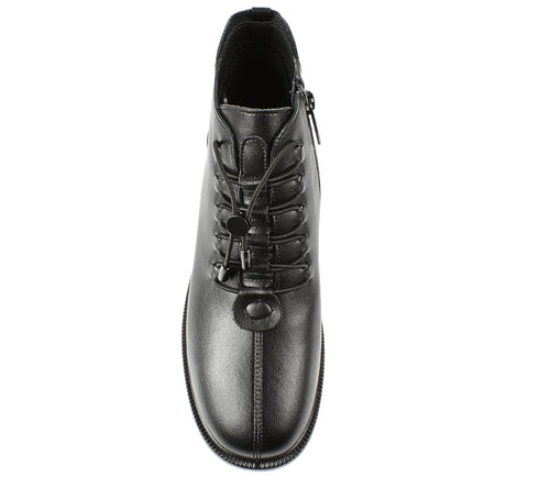 Ghete casual, dama, PASS COLLECTION, J930001A negru, piele naturala